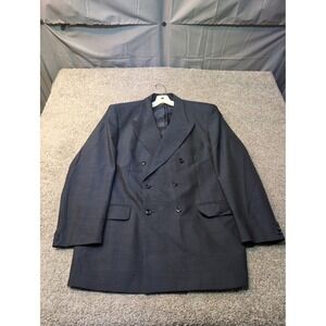 SANTARELLI Men Double Breasted Wool Mohair Blend Suit Jacket Charcoal Size 48L
